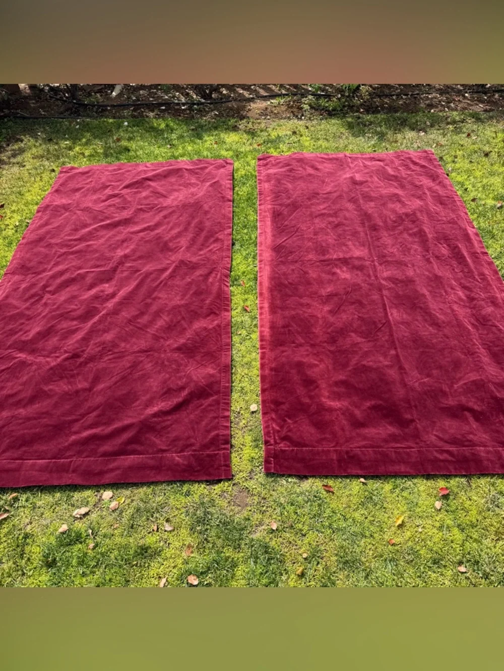Pottery Barn Velvet Twill Merlot Red Drape Set 48x96 100% Cotton Mexico READ